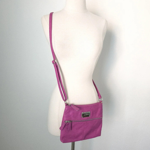 Nine West Fuchsia Pink Pebbled Leather Crossbody Handbag - Picture 5 of 6